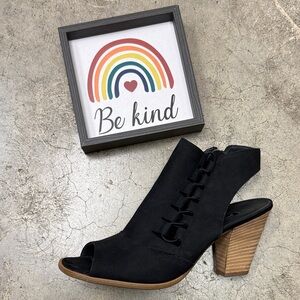 Paul Green Black Peep-Toe Heeled Boots